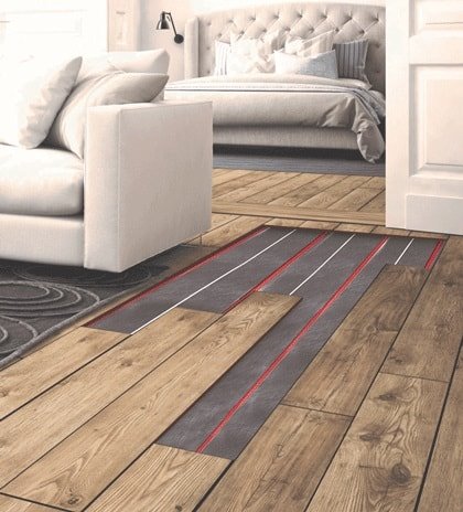 water underfloor heating under wooden floor